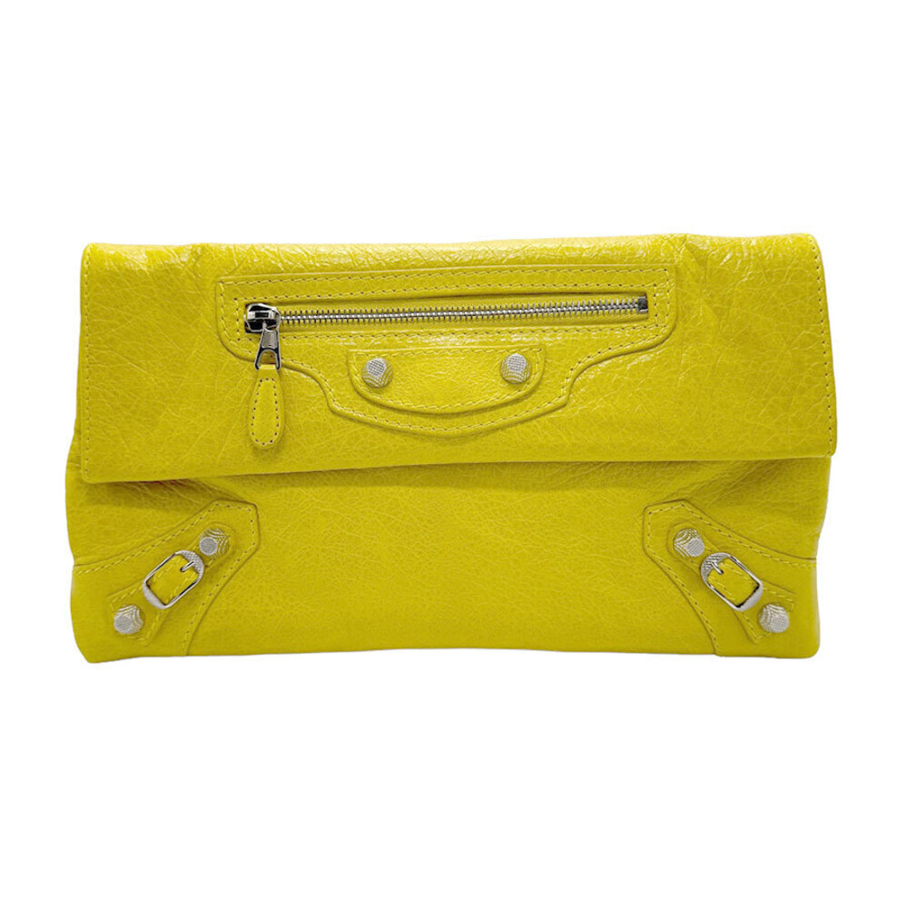 Balenciaga Giant Envelope Leather Clutch Bag Yellow